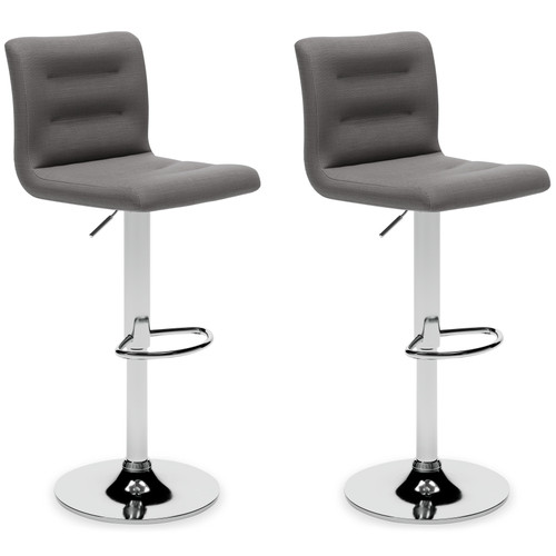 Pollzen Gray Tall Upholstered Swivel Barstool(Set of 2)