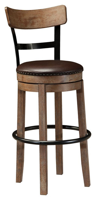 Pinnadel Light Brown Tall Upholstered Swivel Barstool(1/CN)