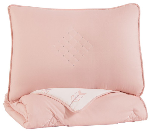 Lexann Pink/White/Gray Twin Comforter Set