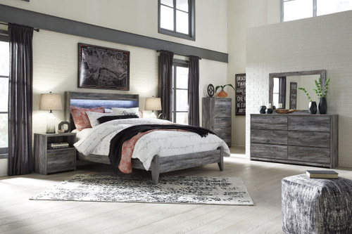 Baystorm Gray 5 Pc. Dresser, Chest, Mirror, Queen Panel Bed