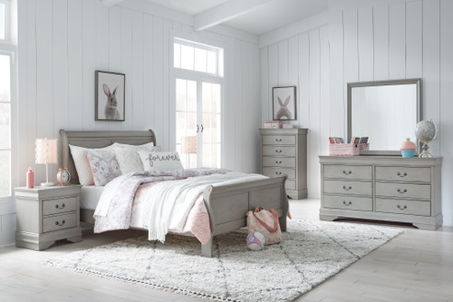 Kordasky Dark Gray 5 Pc. Dresser, Mirror, Chest, Full Sleigh Bed