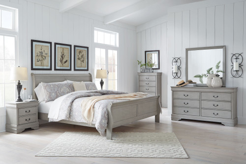 Kordasky Dark Gray 4 Pc. Dresser, Mirror, King Sleigh Bed