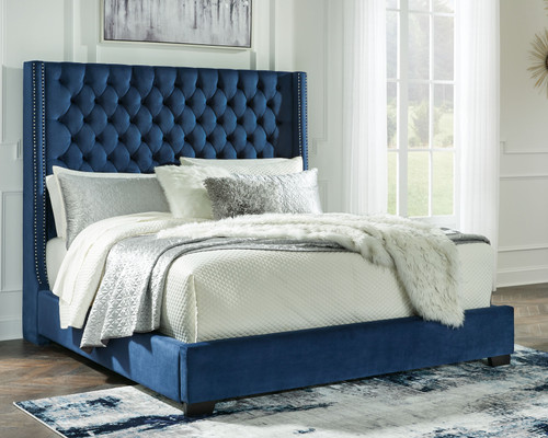 Coralayne Blue California King Upholstered Bed