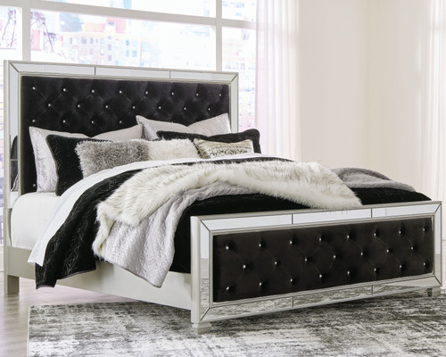 Lindenfield Black/silver California King Upholstered Bed