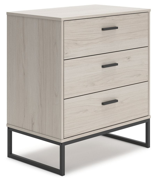 Socalle Light Natural Three Drawer Chest Vinyl-wrapped