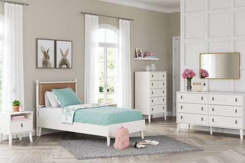 Aprilyn White 3 Pc. Dresser, Twin Panel Bed