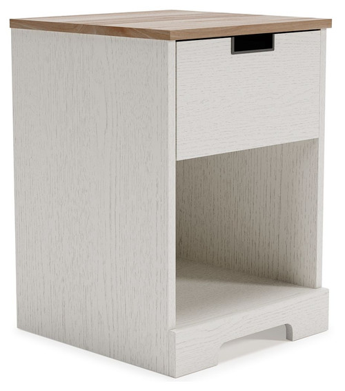 Vaibryn White / Brown / Beige One Drawer Night Stand