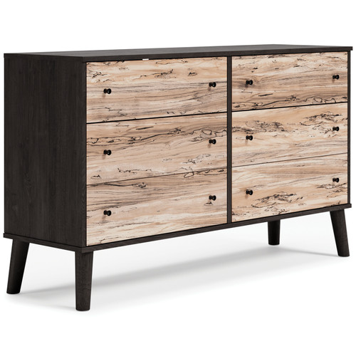 Piperton Brown / Black Six Drawer Dresser Vinyl-wrapped