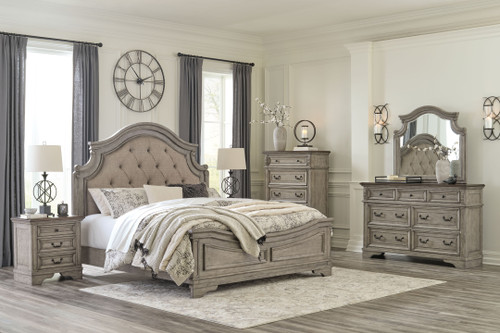 Lodenbay Antique Gray 7 Pc. Dresser, Mirror, California King Panel Bed, 2 Nightstands