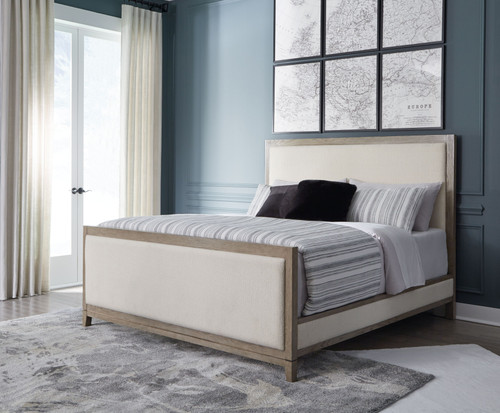 Chrestner Gray California King Upholstered Panel Bed