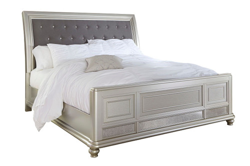 Coralayne Silver California King Sleigh Bed