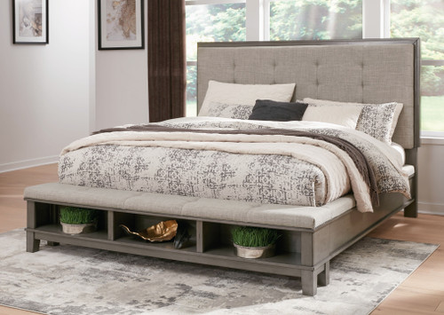 Hallanden Gray King Panel Bed With Storage