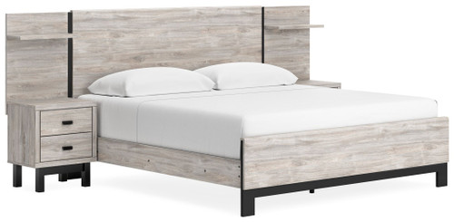 Vessalli Gray King Panel Bed With Extensions