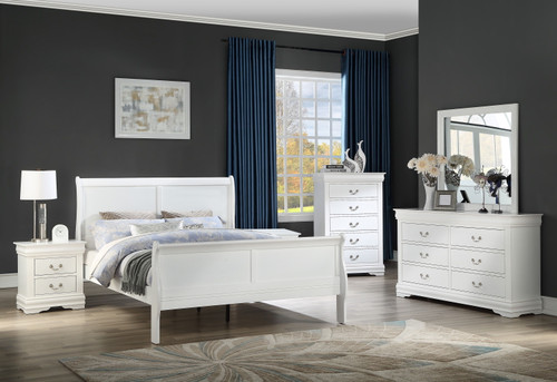 Louis Philip King Bed White