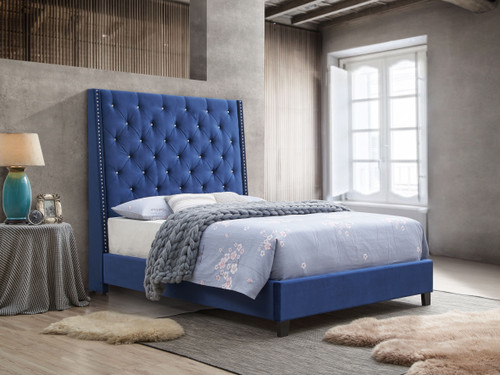 Chantilly Upholstered King Bed Blue