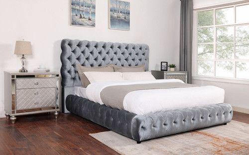 Flory King Bed Grey