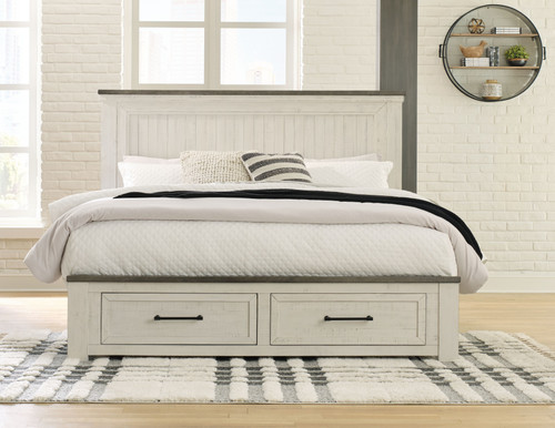 Brewgan Antique White Queen Panel Storage Bed