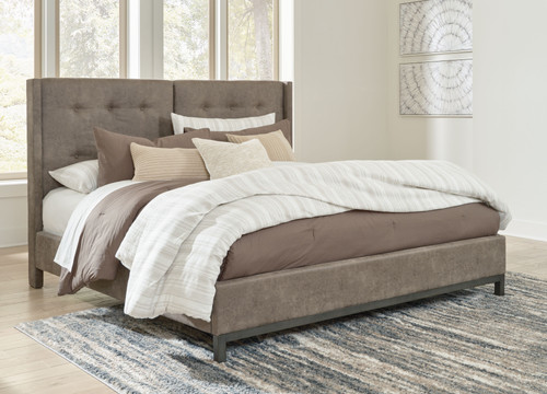 Wittland Brown Queen Upholstered Panel Bed