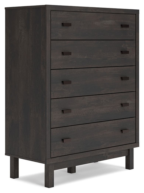 Toretto Charcoal Five Drawer Wide Chest