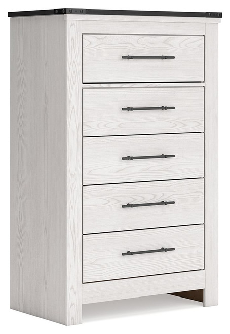 Schoenberg White Five Drawer Chest