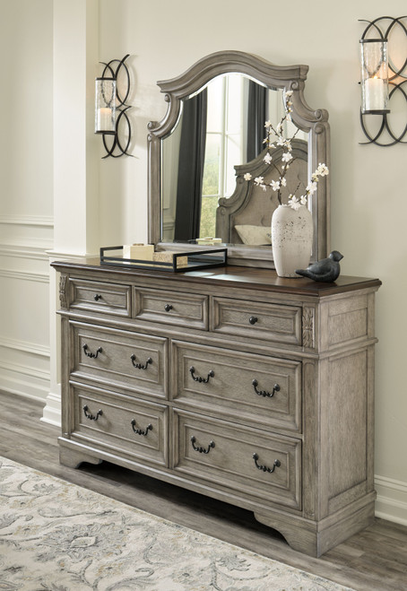 Lodenbay Antique Gray Dresser, Mirror