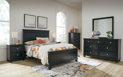 Lanolee Black 8 Pc. Dresser, Mirror, Chest, Full Panel Bed, 2 Nightstands