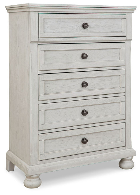 Robbinsdale Antique White Five Drawer Chest Youth