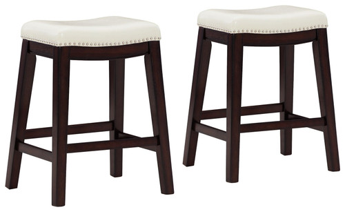 Lemante Ivory / Brown Upholstered Stool (Set of 2)