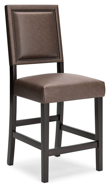 Benmara Brown / Dark Brown Upholstered Barstool (Set of 2)