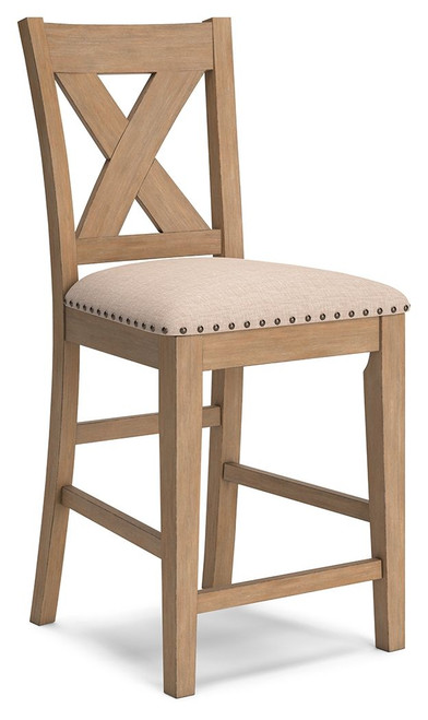 Sanbriar Light Brown Upholstered Barstool (Set of 2)