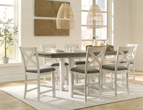 Brewgan White / Brown / Beige 7 Pc. Counter Extension Table, 6 Barstools