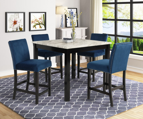Lennon 5 Piece Counter Height Table Blue