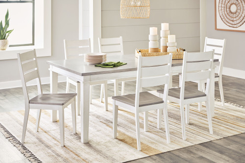 Nollicott Whitewash / Light Gray 7 Pc. Butterfly Extension Table, 6 Side Chairs