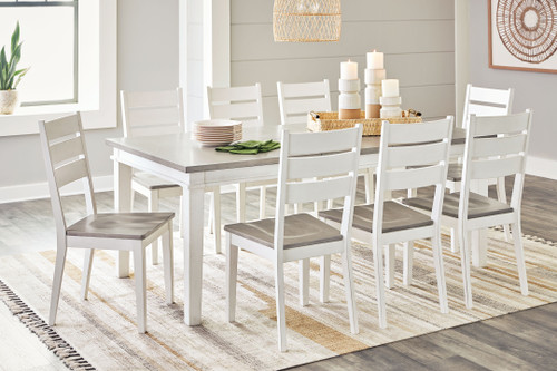 Nollicott Whitewash / Light Gray 9 Pc. Butterfly Extension Table, 8 Side Chairs