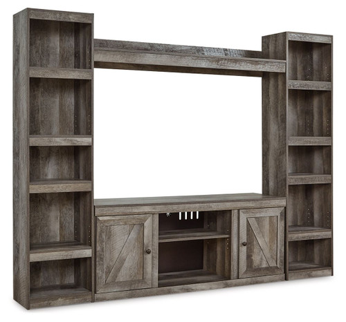 Wynnlow Gray 4-Piece Entertainment Center With LG TV Stand W/Fireplace Option