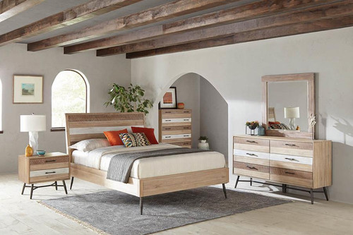 Marlow 5 Piece Bedroom Set Beige Wood