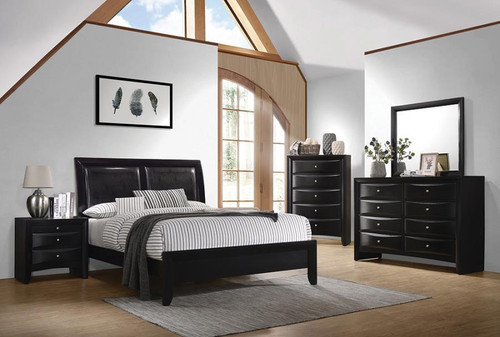 Briana California King 5 Piece Set (Bed, Nightstand, Dresser, Mirror, Chest) Wood Black