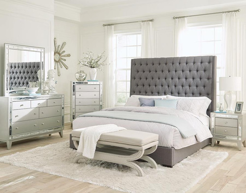 Camille 5 Piece Bedroom Set California King Bed Gray