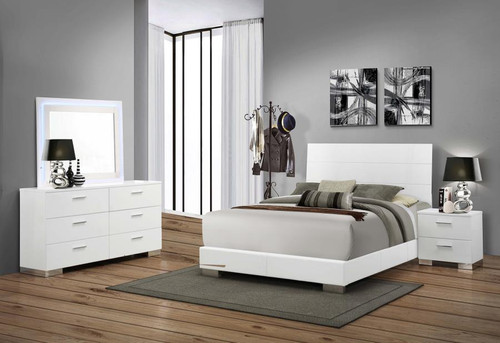 Felicity California King Bed 4 Piece Set Glossy White