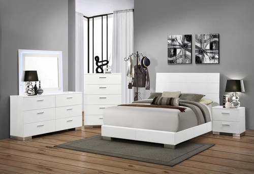 Felicity California King Bed 5 Piece Set Glossy White