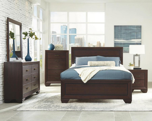 Kauffman Panel California King 4 Piece Bedroom Set Brown Wood