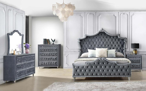 5 Piece Set Eastern King Bed Gray