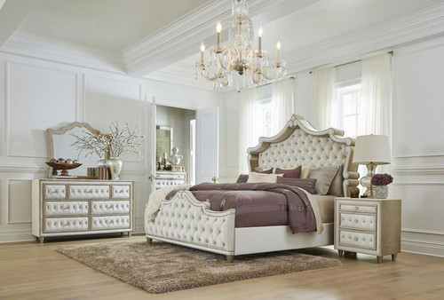 Antonella Eastern King Bed 5 Piece Set Beige