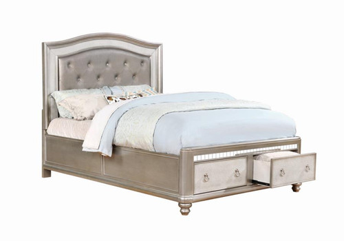 Bling Game 5 Piece Bedroom Set Pearl Silver