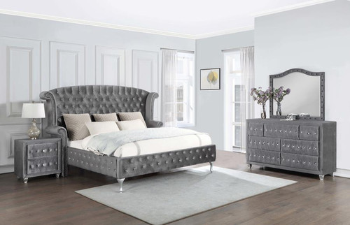 Deanna King Bed 4 Piece Set Gray