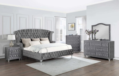 Deanna King Bed 5 Piece Set Gray