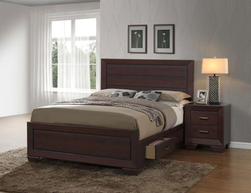 Kauffman Eastern King 5 Piece Set (King Bed, Nightstand, Dresser, Mirror, Chest) Brown