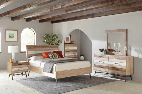 Marlow 4 Piece Bedroom Set Beige Wood