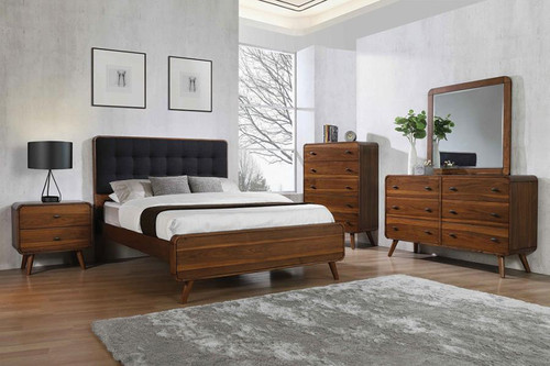 Robyn King Bedroom Set With Upholstered Tufted Headboard Dark Brown