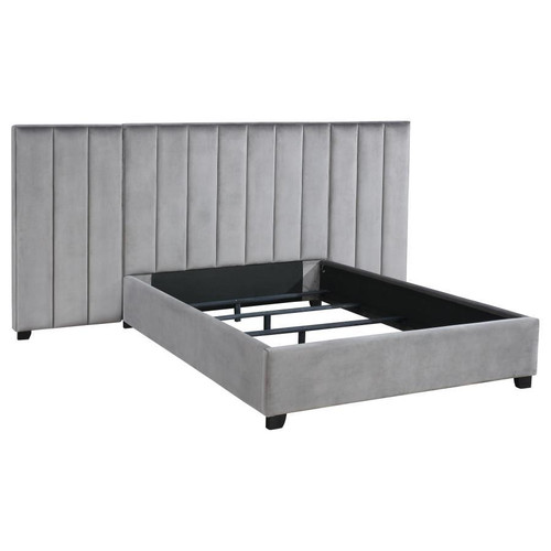 Arles Queen Bed and Wing Panel Set Dark Gray